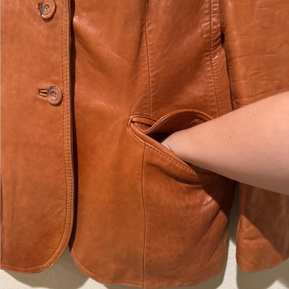 Vintage Wilson Brown Leather Blazer Tailored Notched Lapel with pockets - Picture 6 of 9